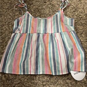 SHEIN cropped striped spaghetti strap tank